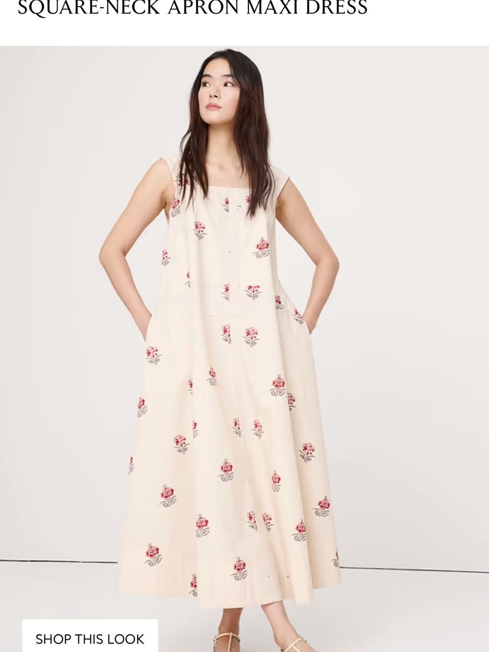 Banana Republic Cream Maxi Dress with Pink Floral Print